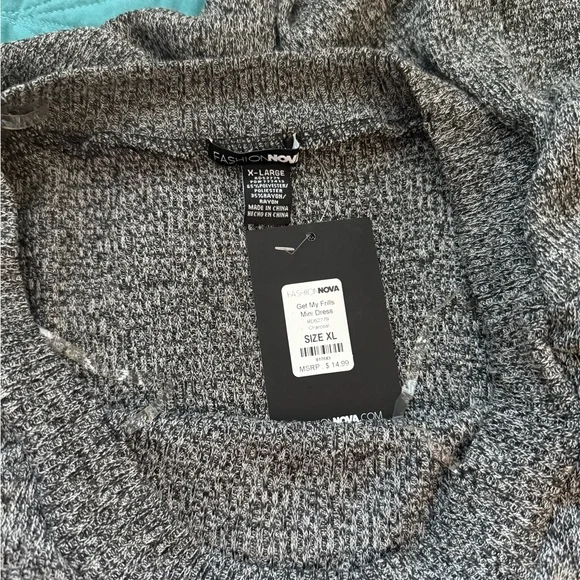 Gray Off-Shoulder Knit Dress - Picture 2 of 2